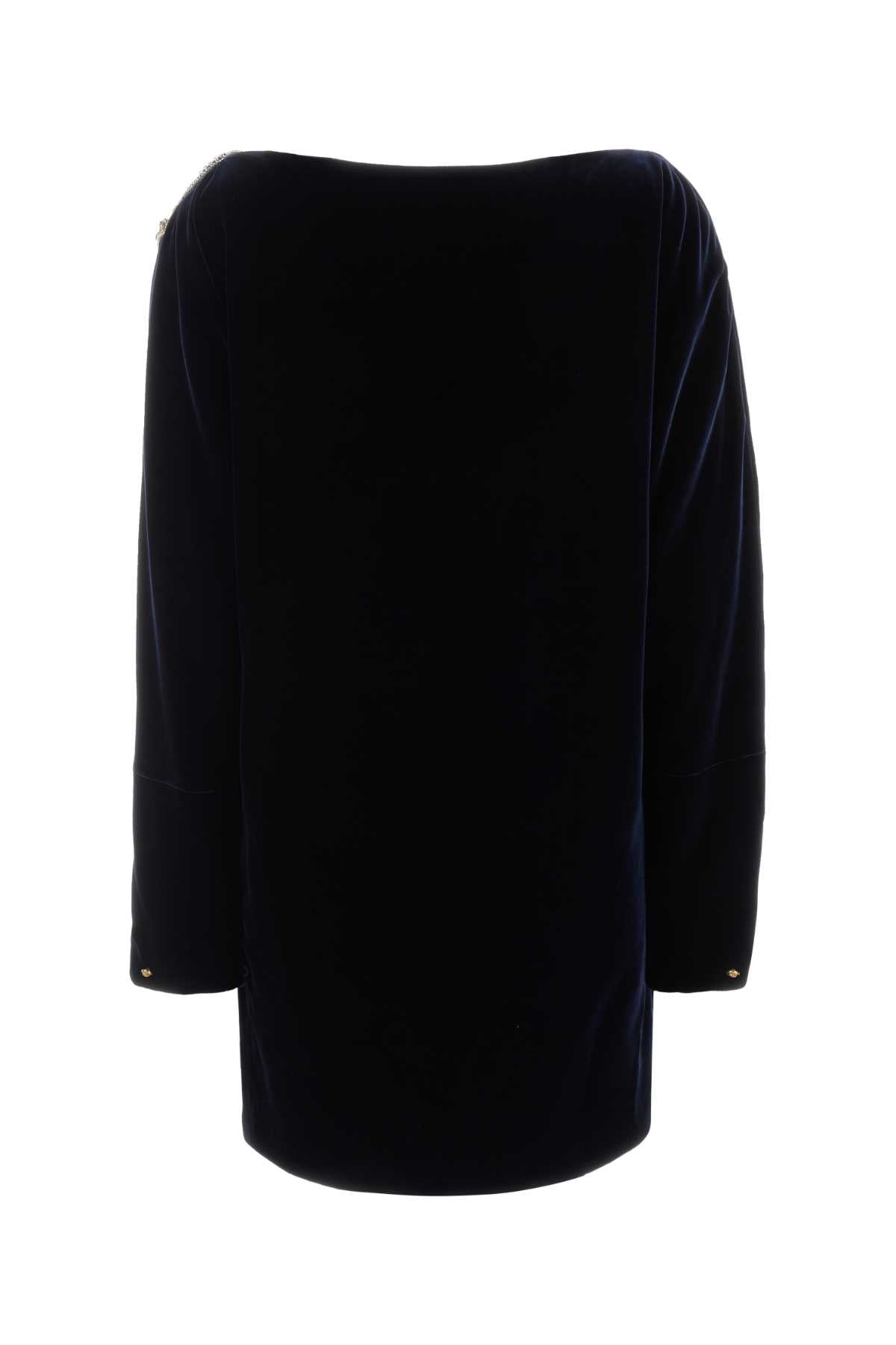 Versace Women Midnight Blue Velvet Dress VERSACE