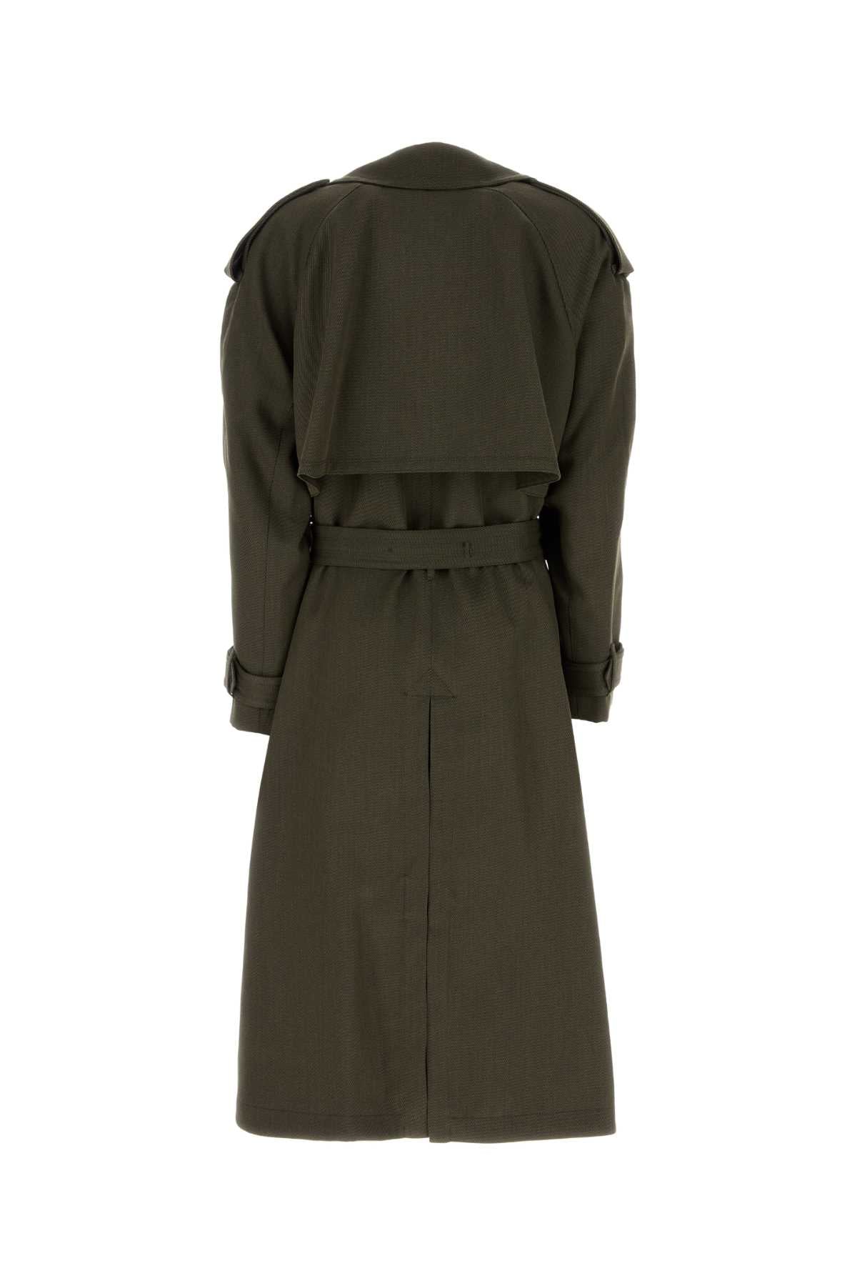 Victoria Beckham Women Olive Green Wool Trench Coat VICTORIA BECKHAM