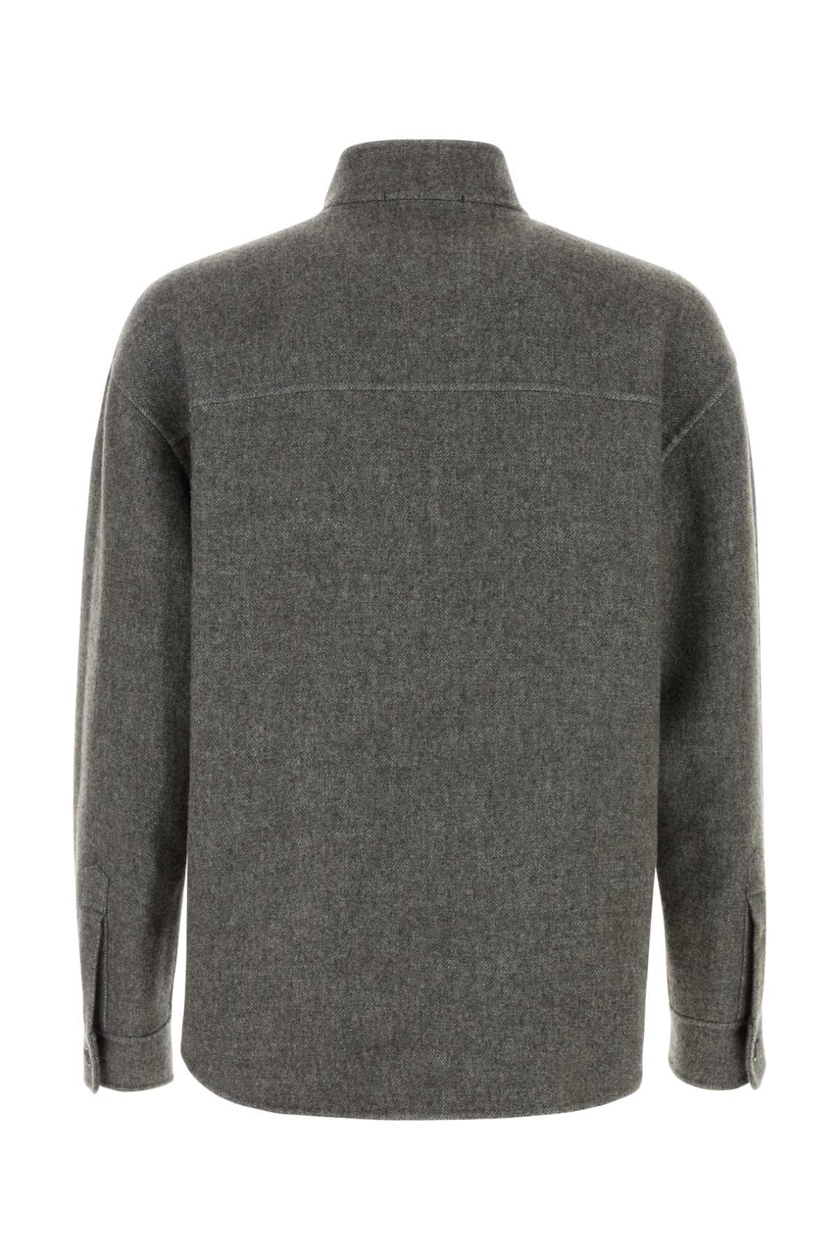 Giorgio Armani Men Grey Silk Blend Overshirt GIORGIO ARMANI