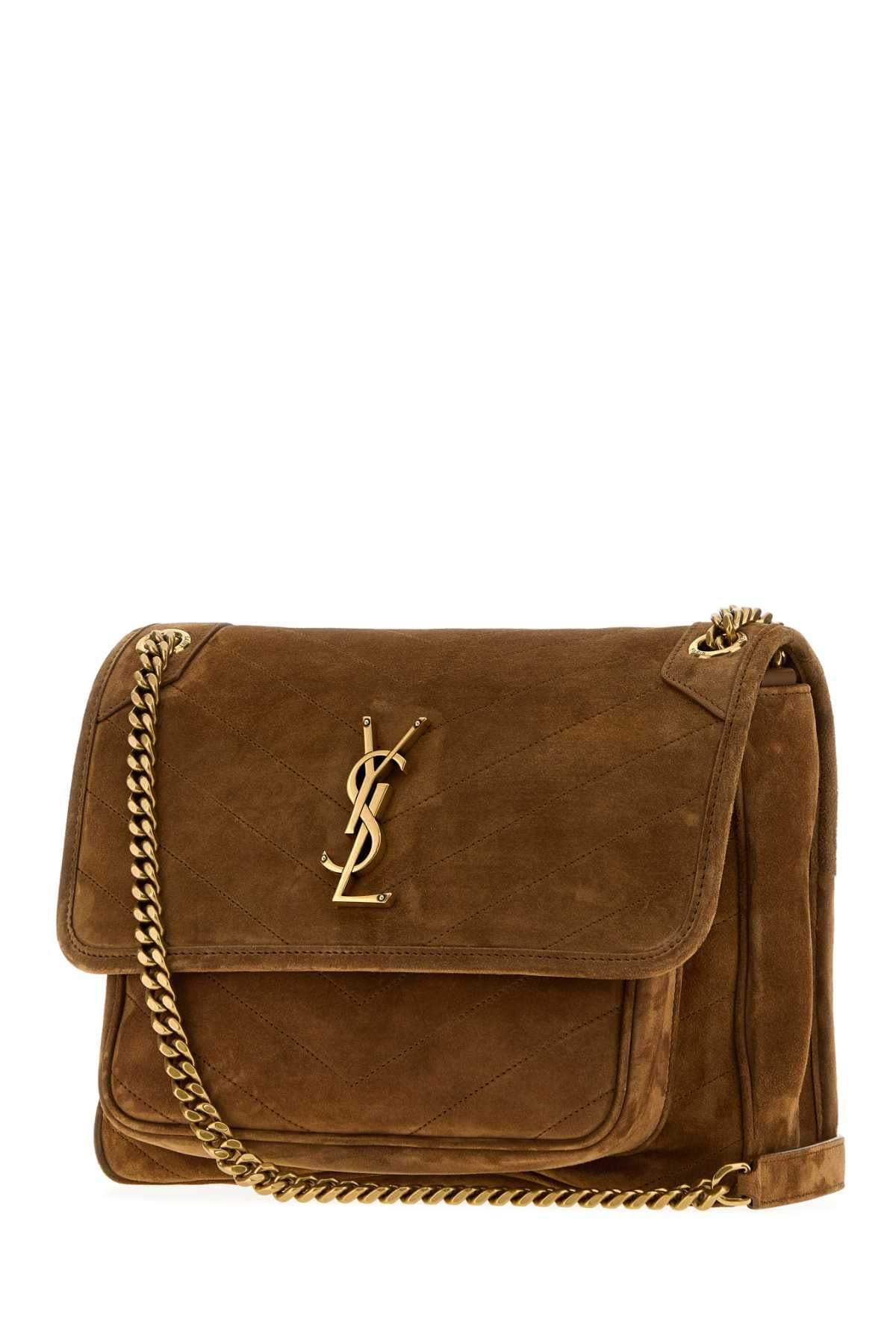 Saint Laurent Women Brown Suede Medium Niki Shoulder Bag SAINT LAURENT