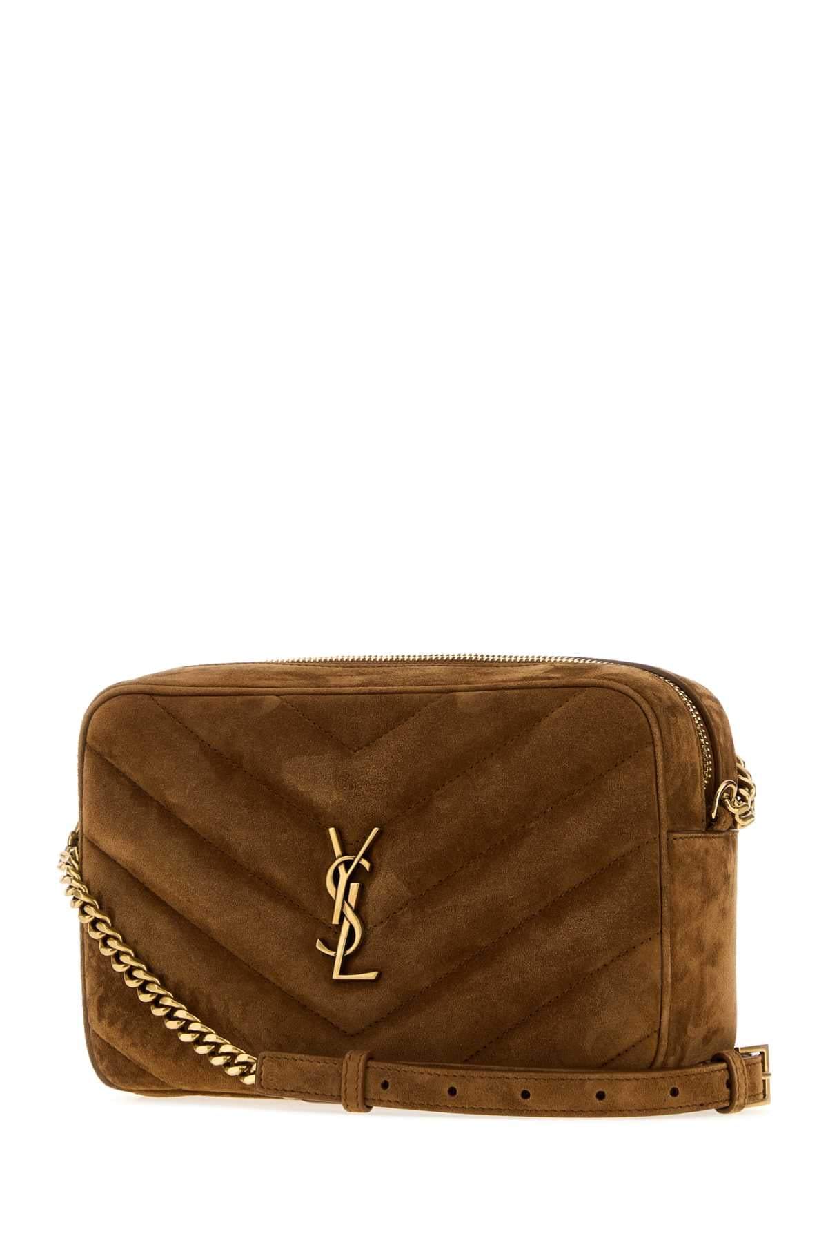 Saint Laurent Women Camel Suede Loulou Crossbody Bag SAINT LAURENT