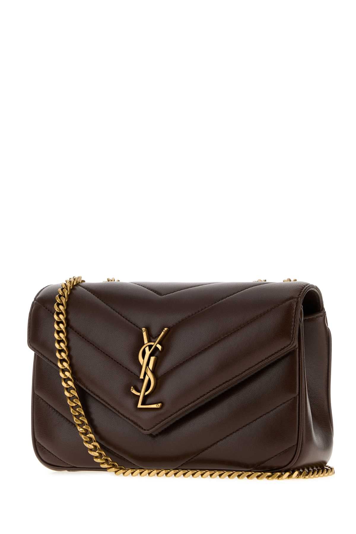 Saint Laurent Women Chocolate Leather Small Loulou Shoulder Bag SAINT LAURENT