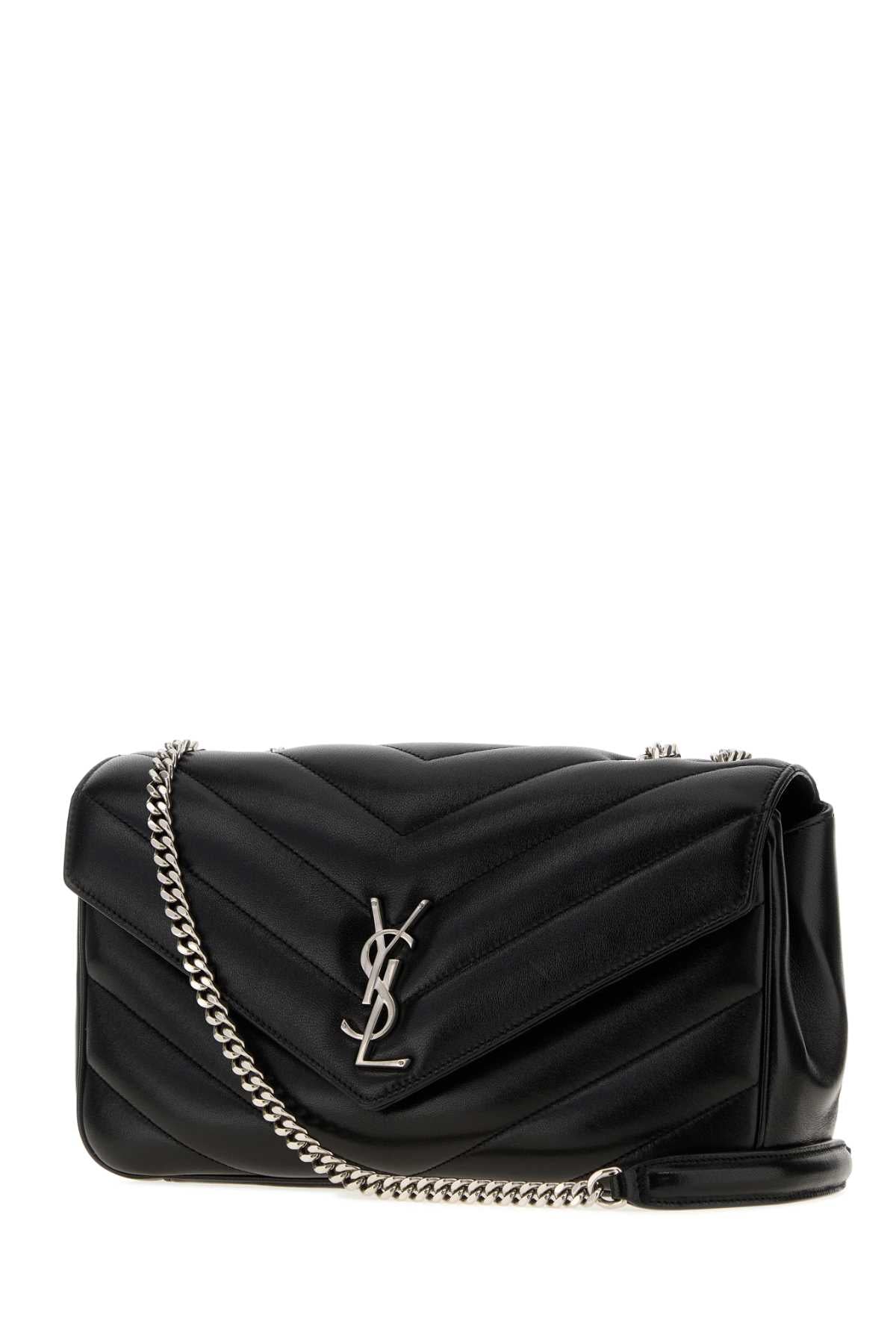 Saint Laurent Women Black Leather Medium Loulou Shoulder Bag SAINT LAURENT
