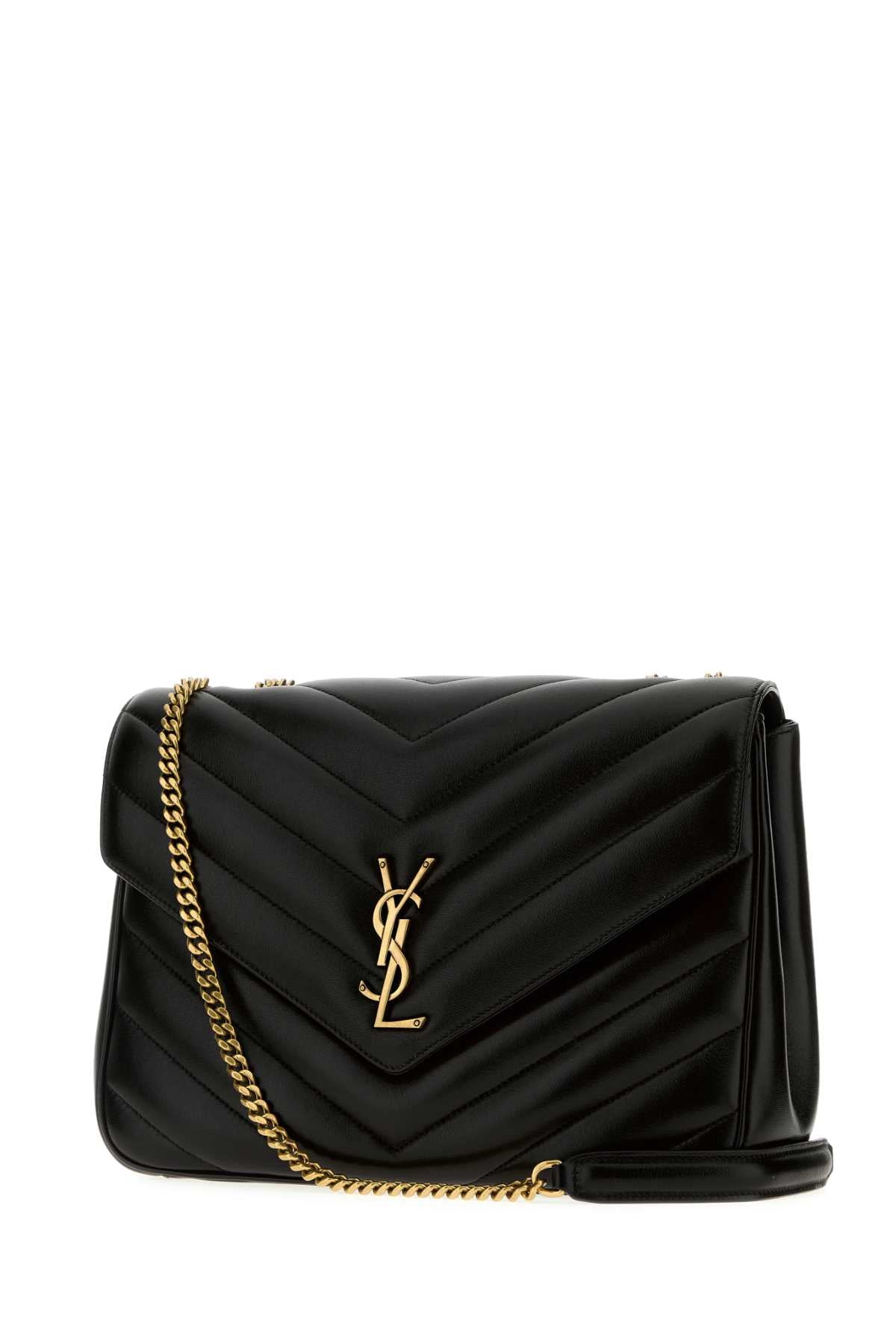 Saint Laurent Women Black Leather Large Lou Lou Shoulder Bag SAINT LAURENT