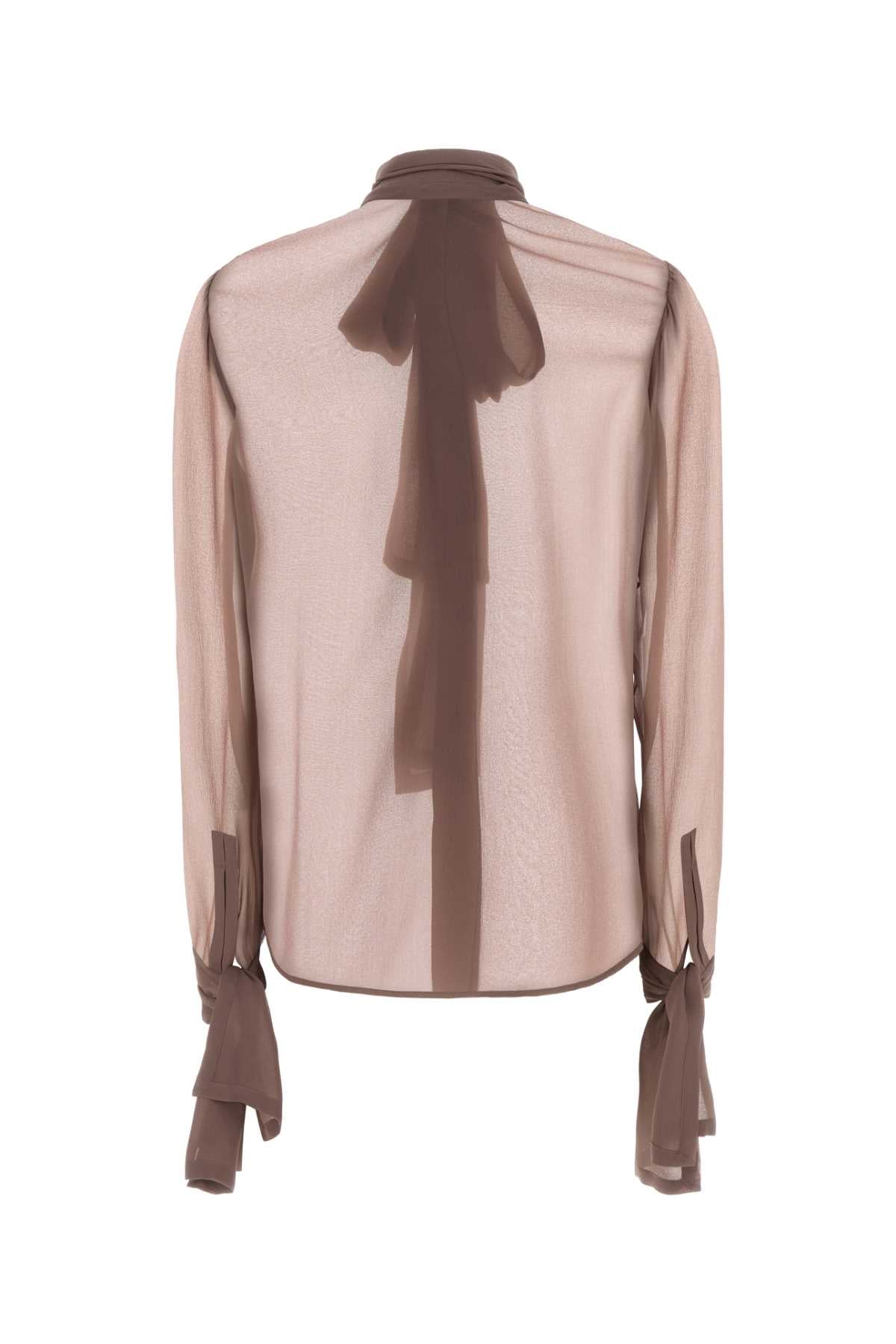Saint Laurent Women Antiqued Pink Crepe Shirt SAINT LAURENT