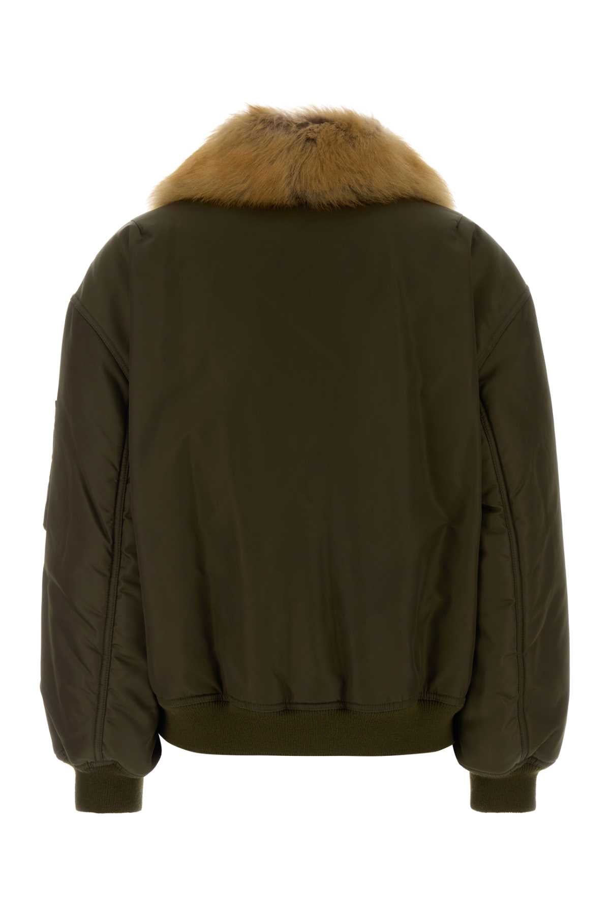 Saint Laurent Women Khaki Nylon Bomber Jacket SAINT LAURENT