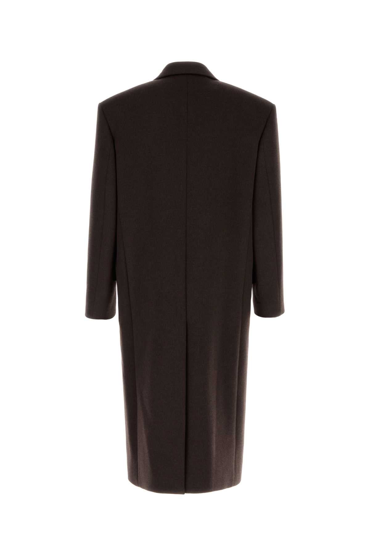 Saint Laurent Men Chocolate Wool Coat SAINT LAURENT