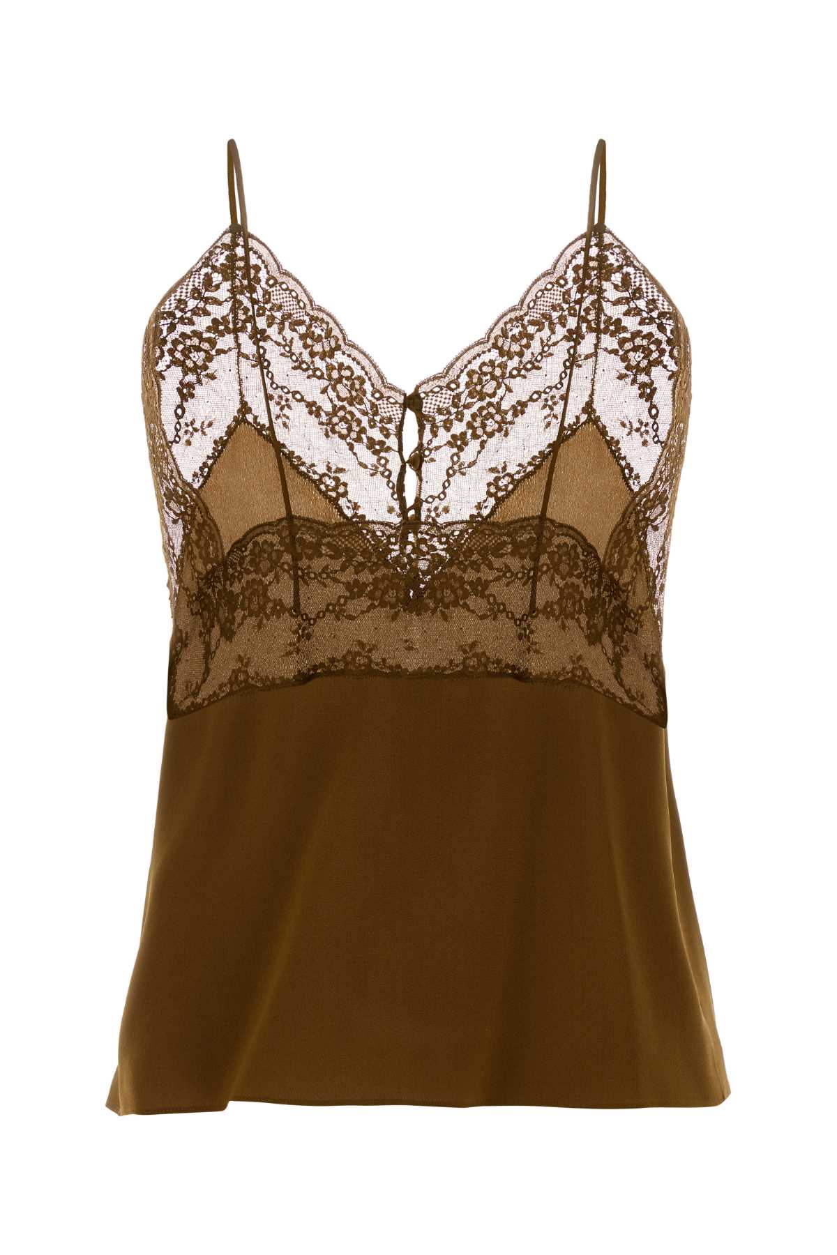 Saint Laurent Women Brown Silk Tank Top SAINT LAURENT