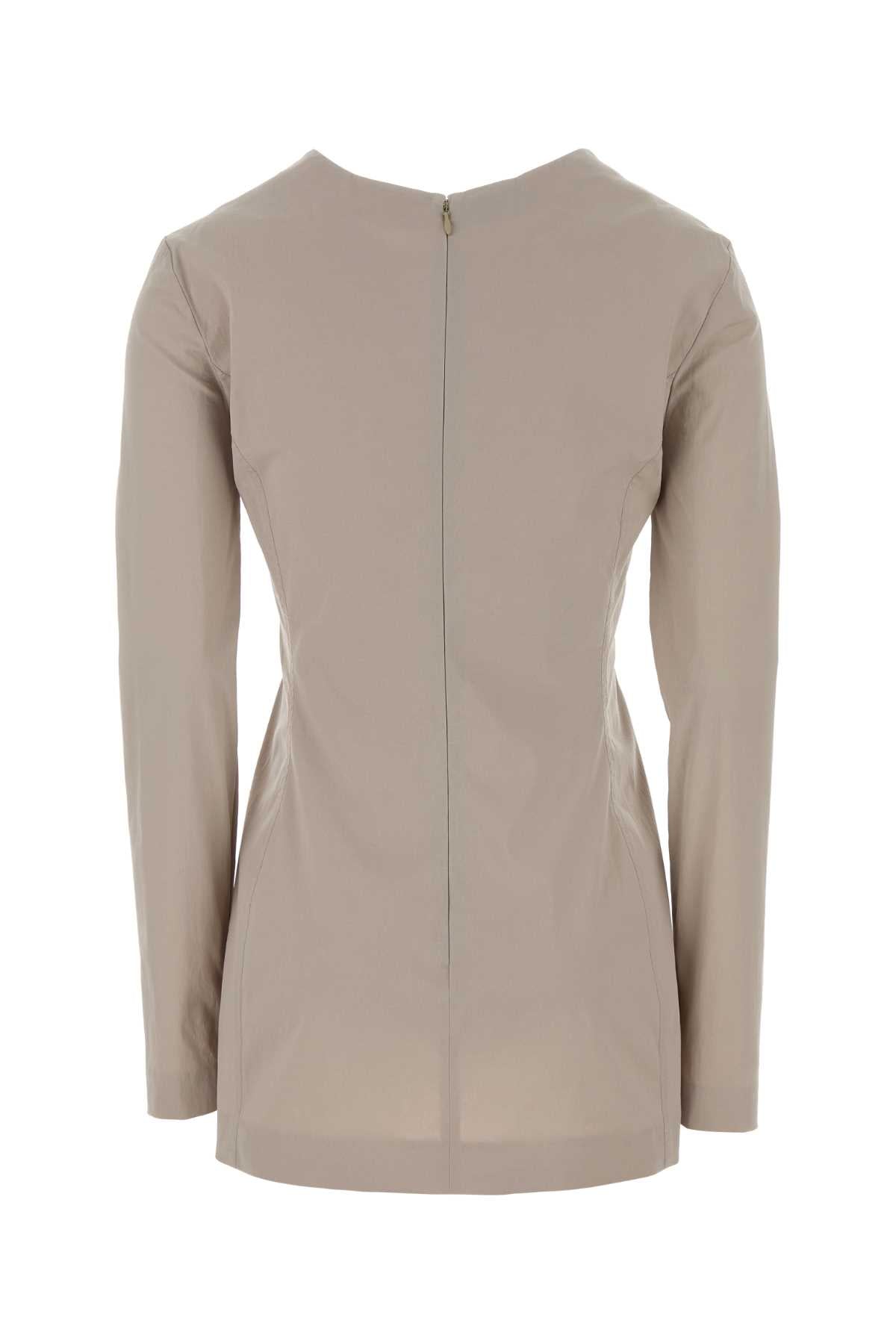 Miu Miu Women Dove Grey Stretch Poplin Mini Dress MIU MIU