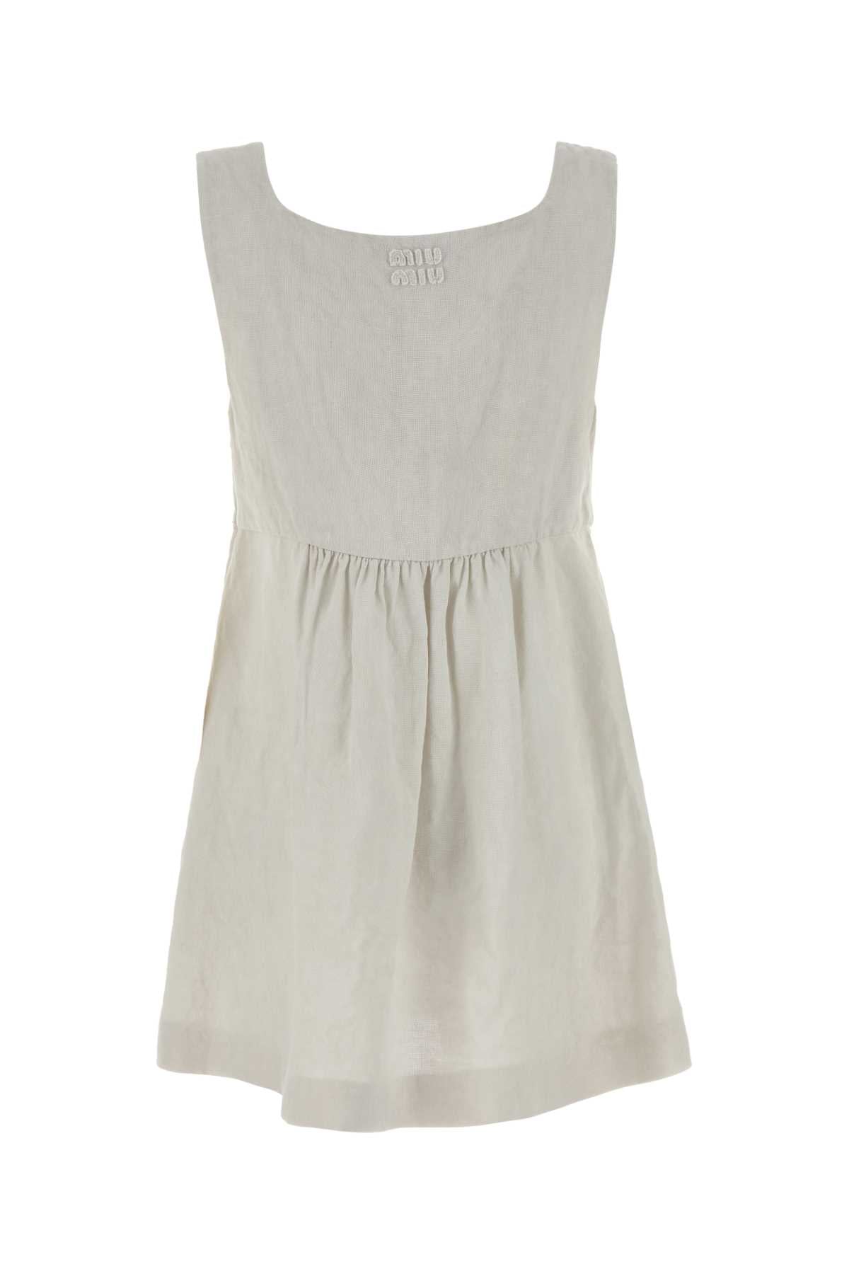 Miu Miu Women Light Green Linen Mini Dress MIU MIU