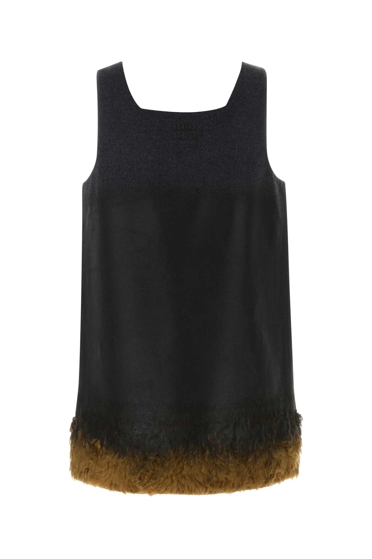 Miu Miu Women Dark Grey Wool Blend Mini Dress MIU MIU