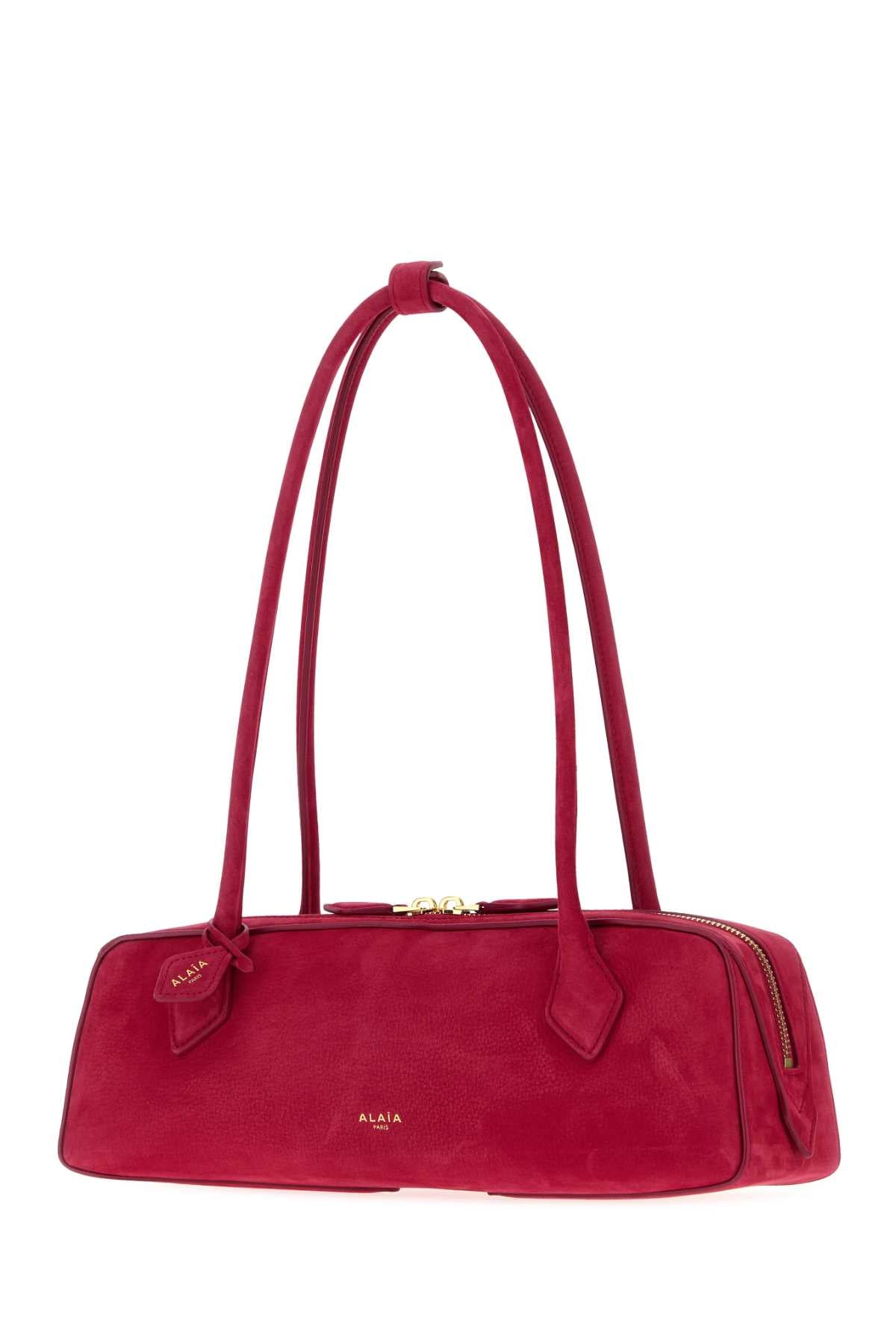 Alaia Women Fuchsia Suede Medium Le Teckel Shoulder Bag ALAIA