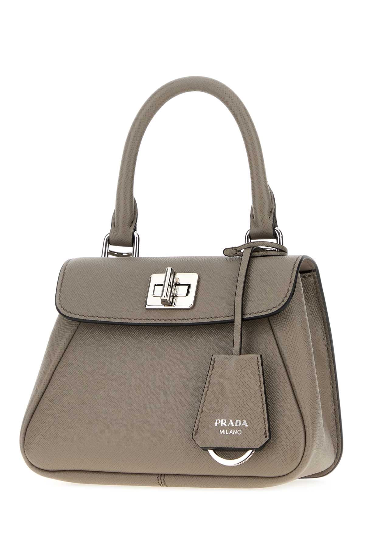 Prada Women Grey Leather Mini Prada Avoir Handbag PRADA