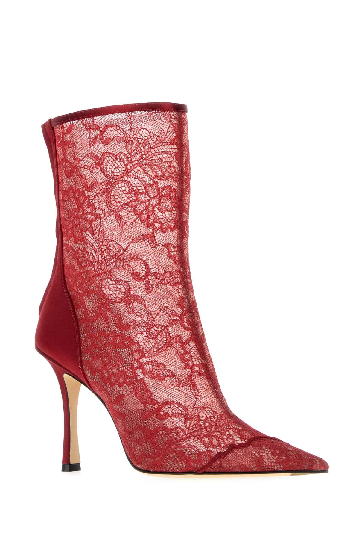 Jimmy Choo Women Red Lace Faiz Ankle Boots JIMMY CHOO