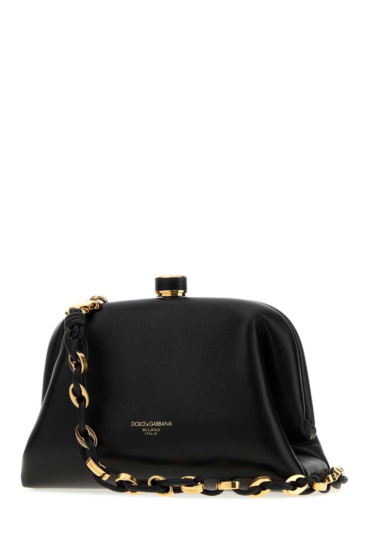 Dolce & Gabbana Women Black Mini Nappa Leather Grandma Clutch DOLCE & GABBANA