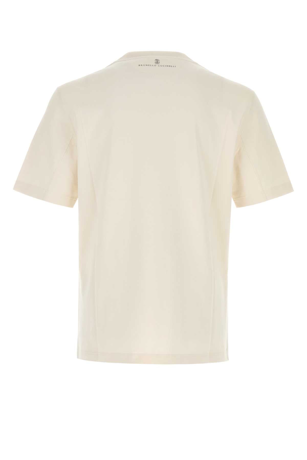 Brunello Cucinelli Men Sand Cotton T-Shirt BRUNELLO CUCINELLI