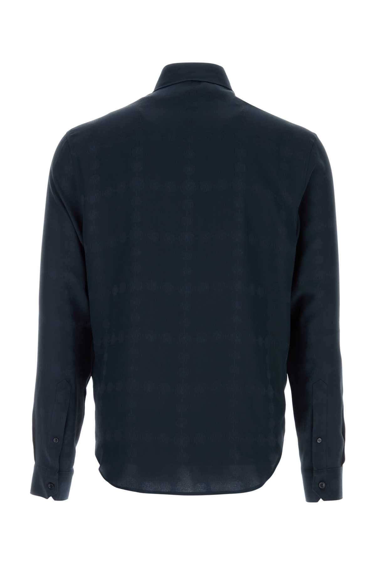 Versace Men Midnight Blue Silk Shirt VERSACE