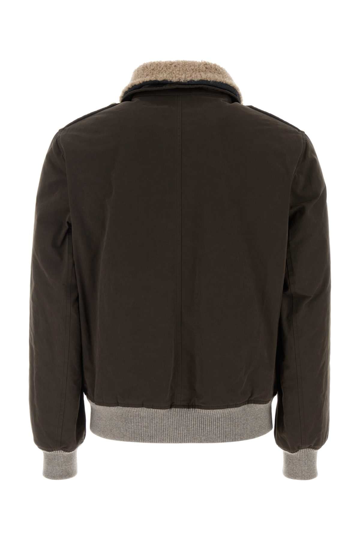 Brunello Cucinelli Men Dark Brown Cotton Blend Bomber Jacket BRUNELLO CUCINELLI