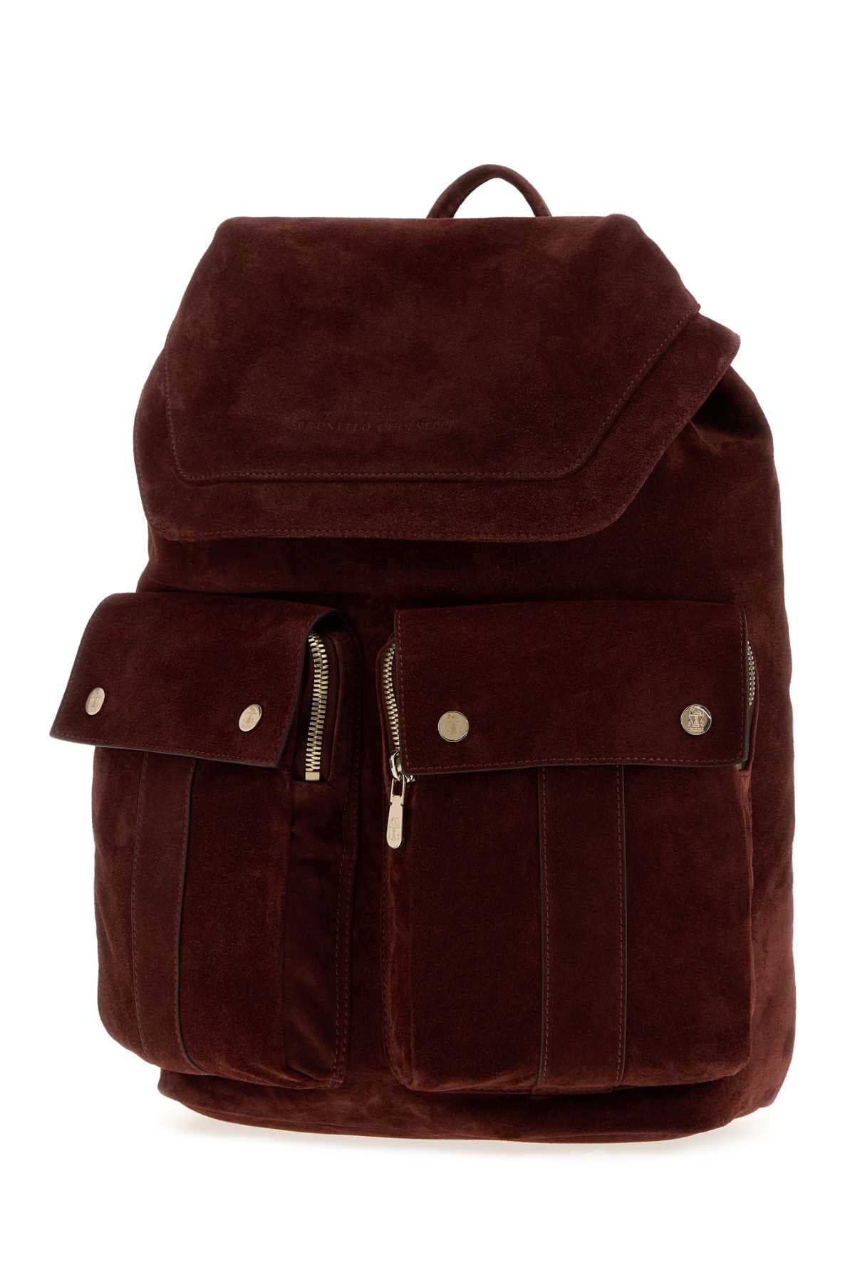 Brunello Cucinelli Men Brick Suede Backpack BRUNELLO CUCINELLI