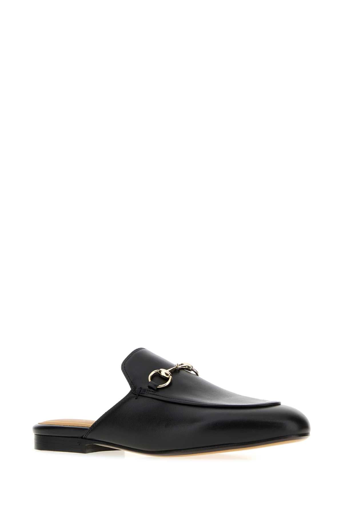 Gucci Women Black Leather Slippers GUCCI