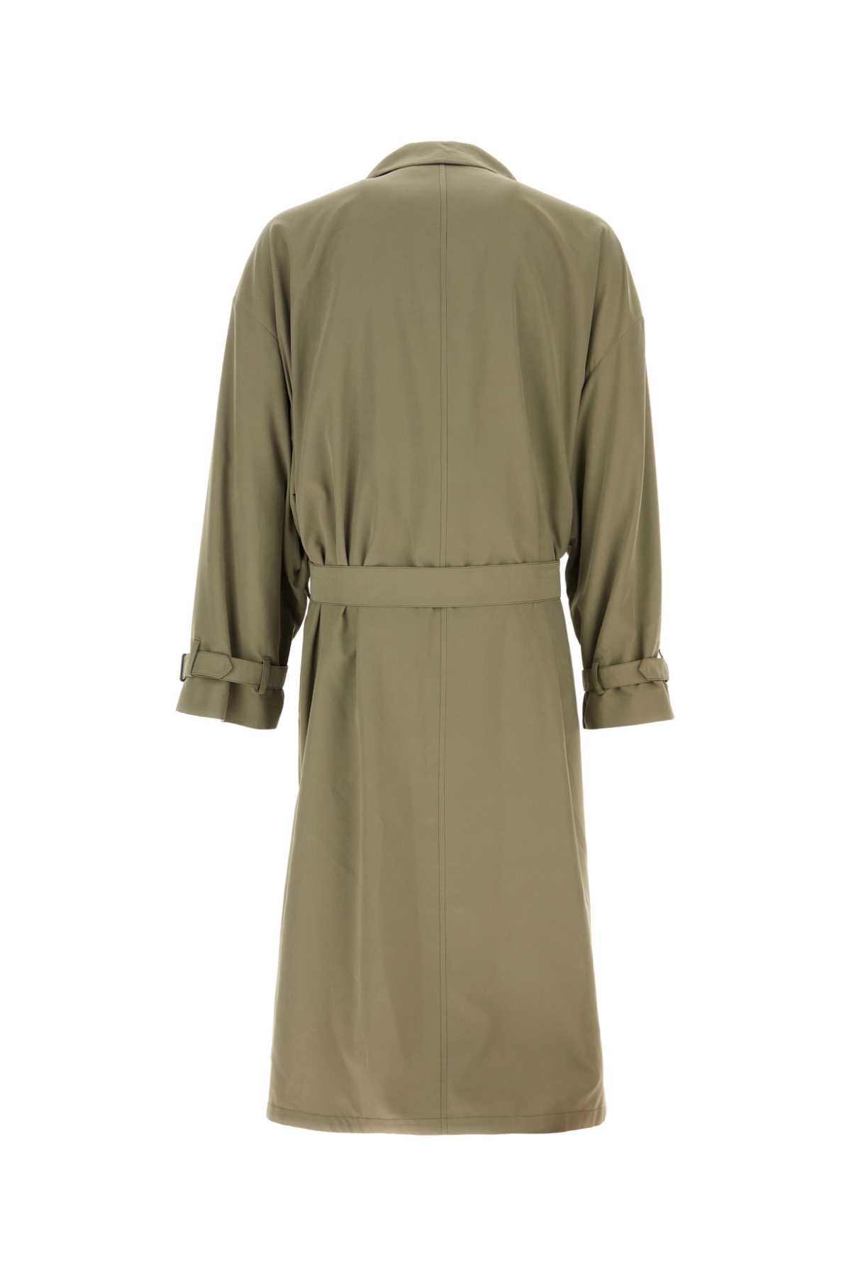 Giorgio Armani Men Sage Green Satin Trench Coat GIORGIO ARMANI