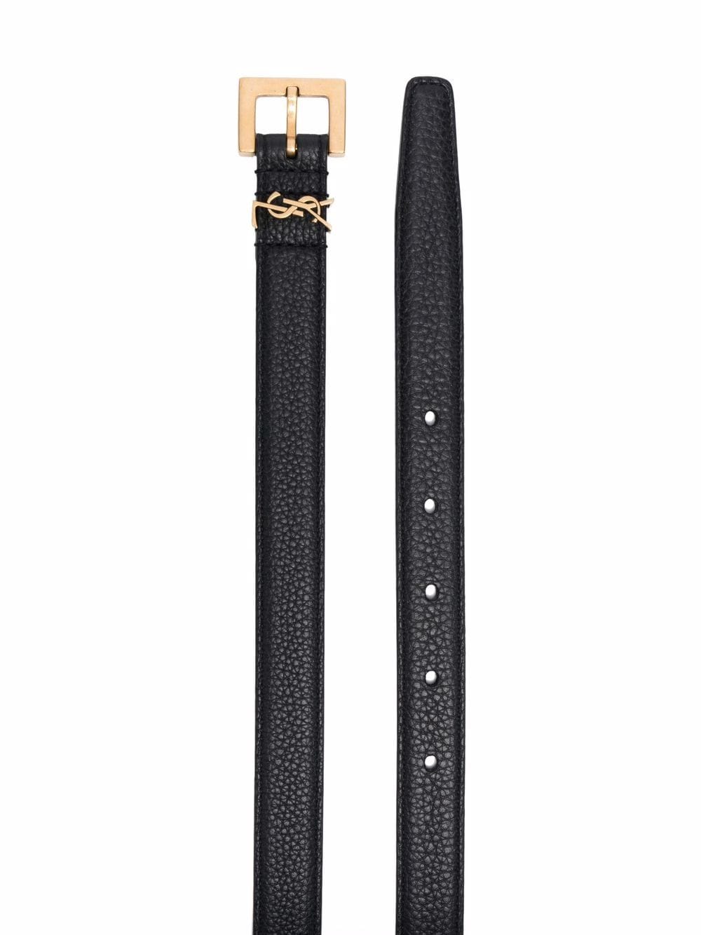 Saint Laurent Men Cassandre Thin Belt With Square Buckle In Grained Leather SAINT LAURENT