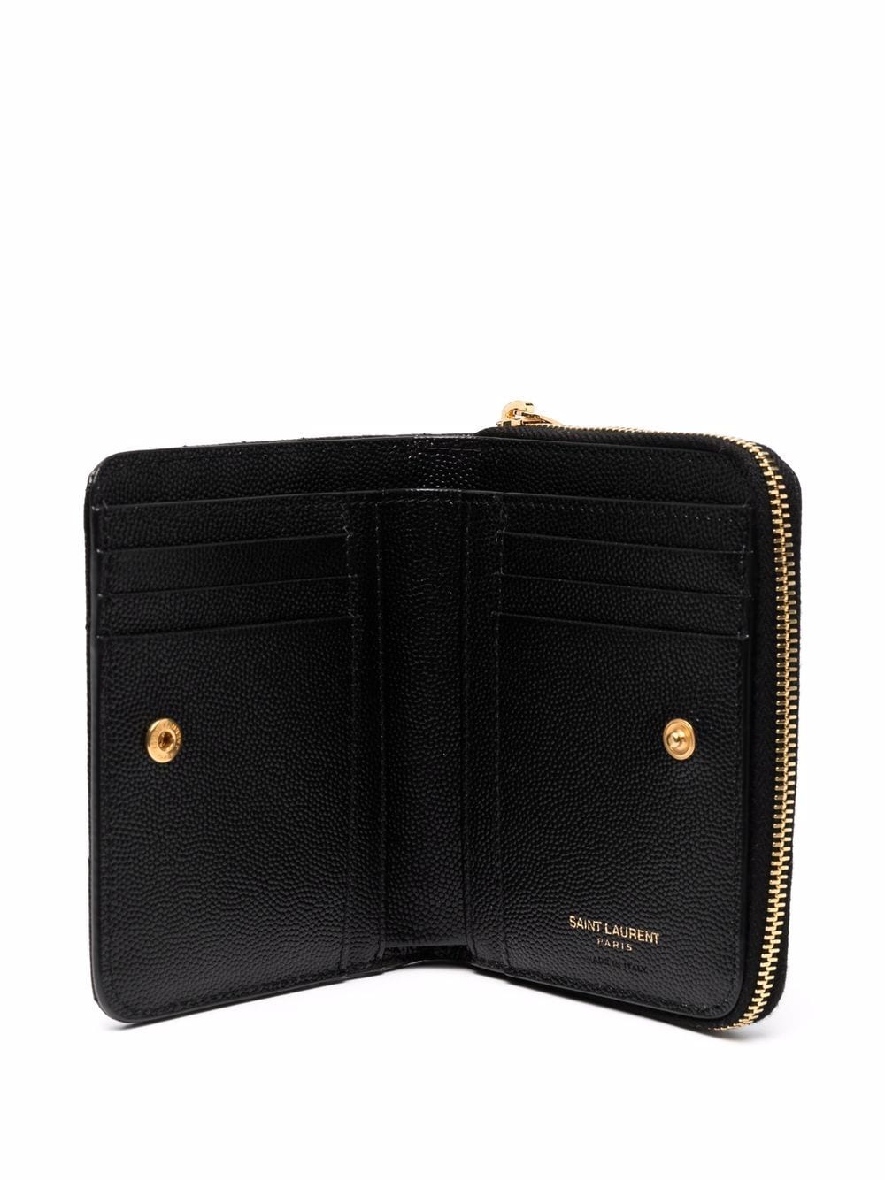 Saint Laurent Women Cassandre Matelassé Compact Zip Around Wallet In Grain De Poudre Leather SAINT LAURENT