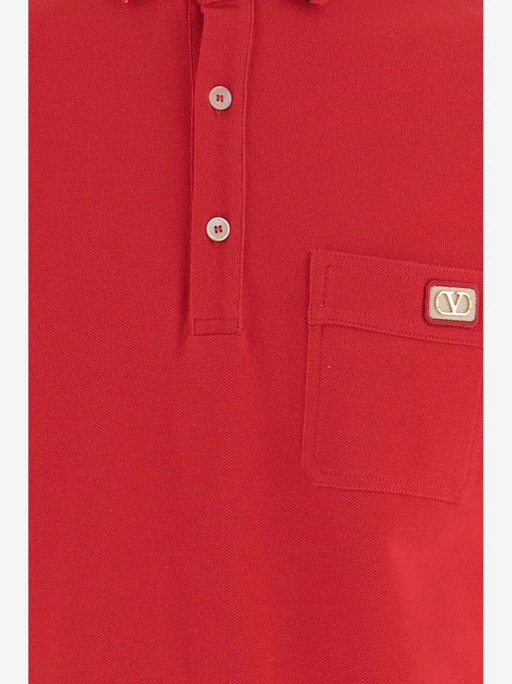Valentino Garavani Men Cotton Piqué Polo Shirt With Vlogo Patch VALENTINO GARAVANI
