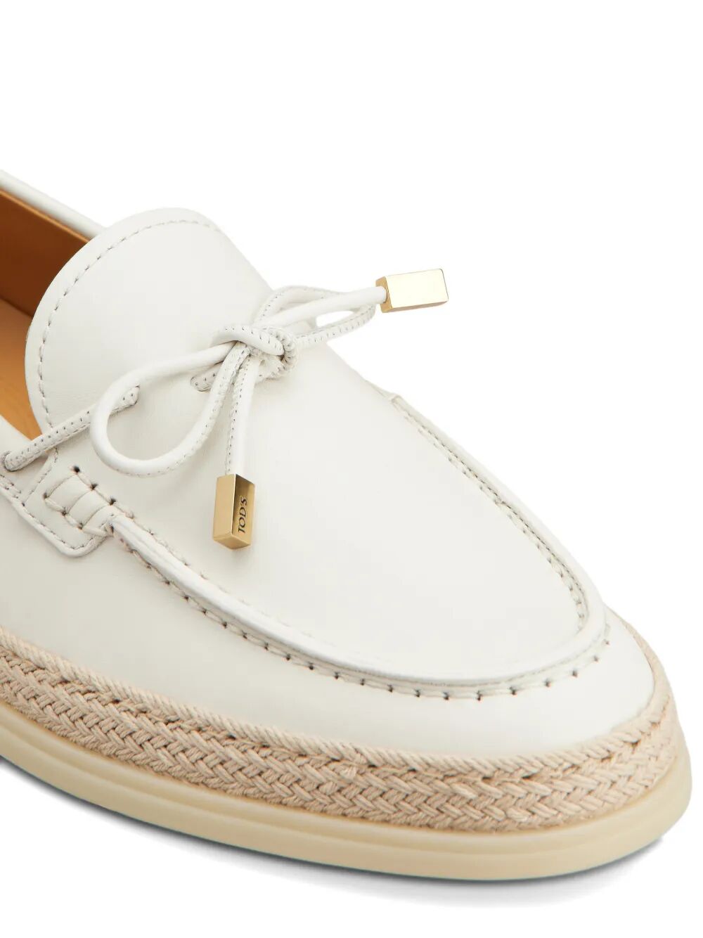Tod's Women Raffia Weaving Leather Loafers With Laces TOD'S