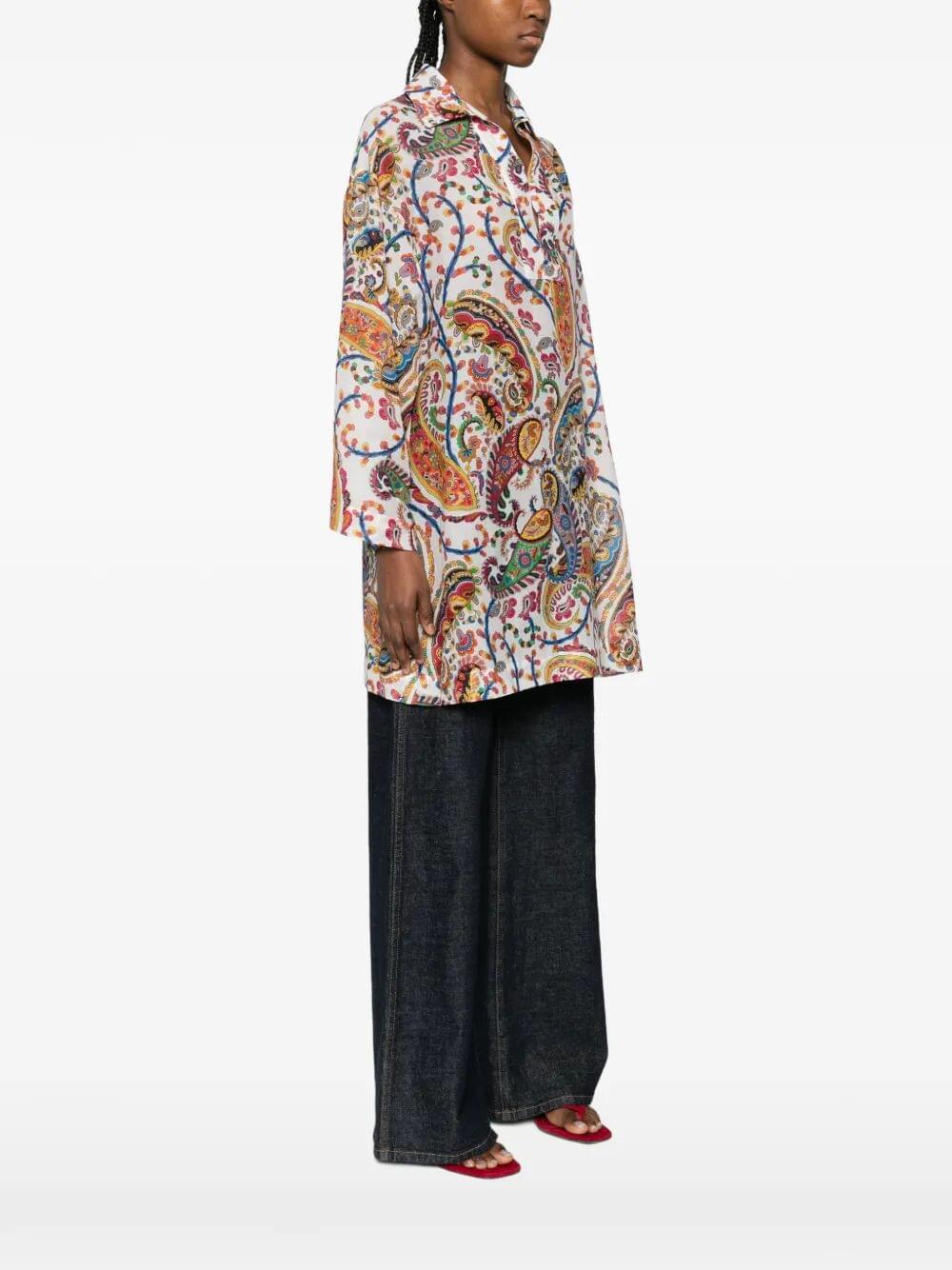 Etro Women Paisley-Print V-Neck Beach Kimono Shirt ETRO