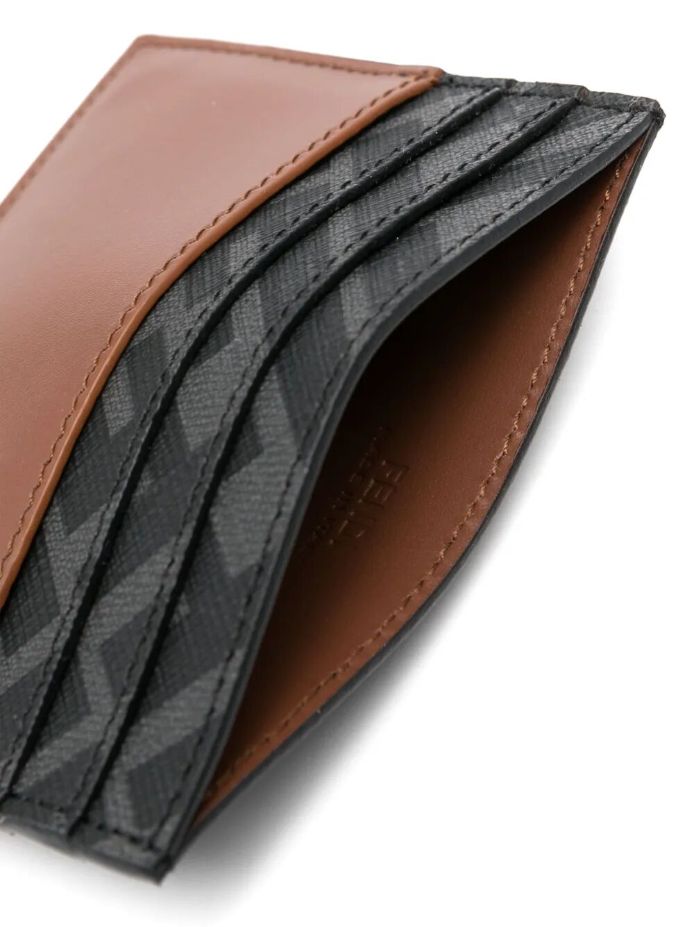 Fendi Men Leather And Ff Canvas Squared Card Holder FENDI