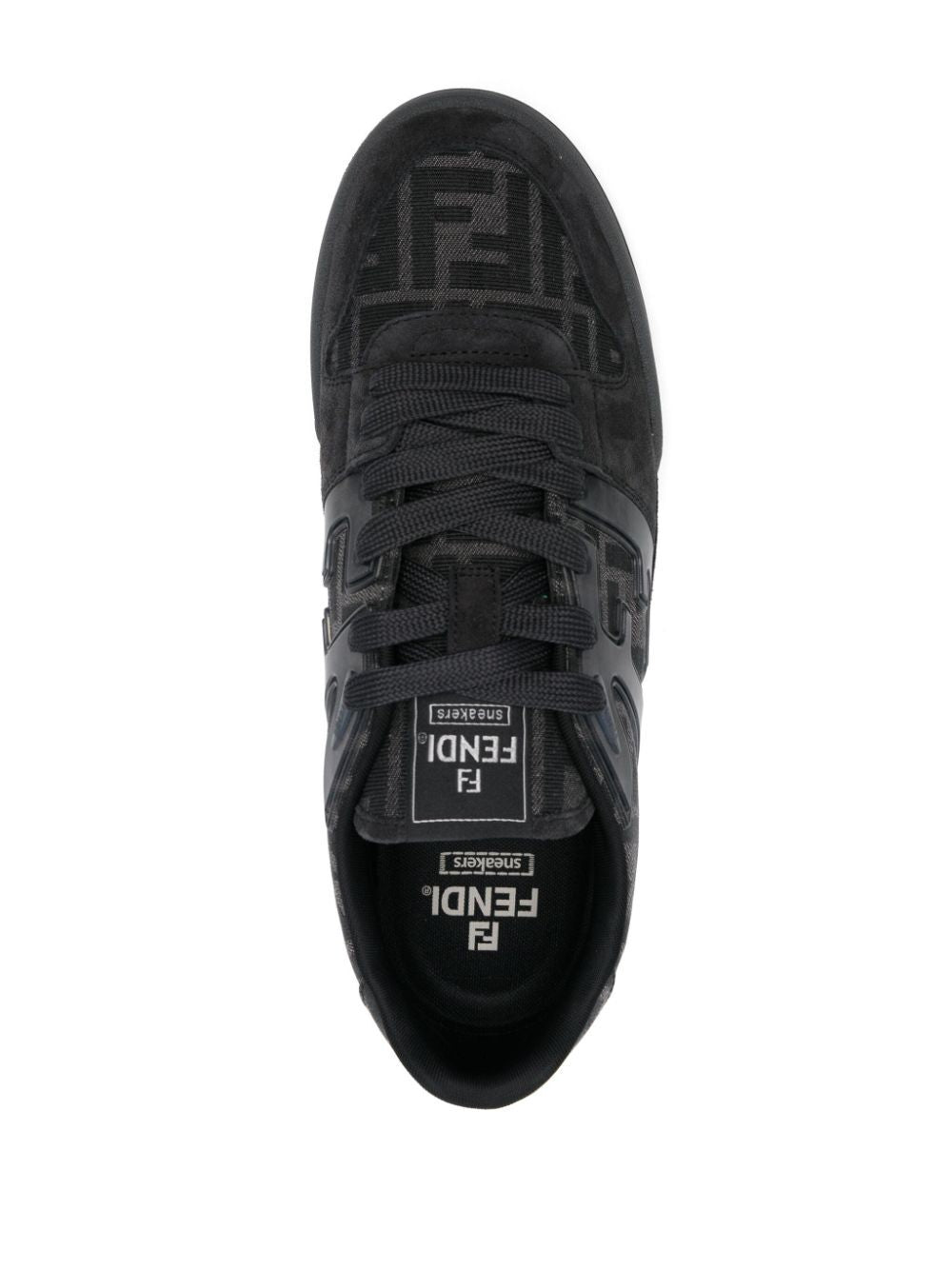 Fendi Men Ff Jacquard And Suede Fendi Match Sneakers FENDI