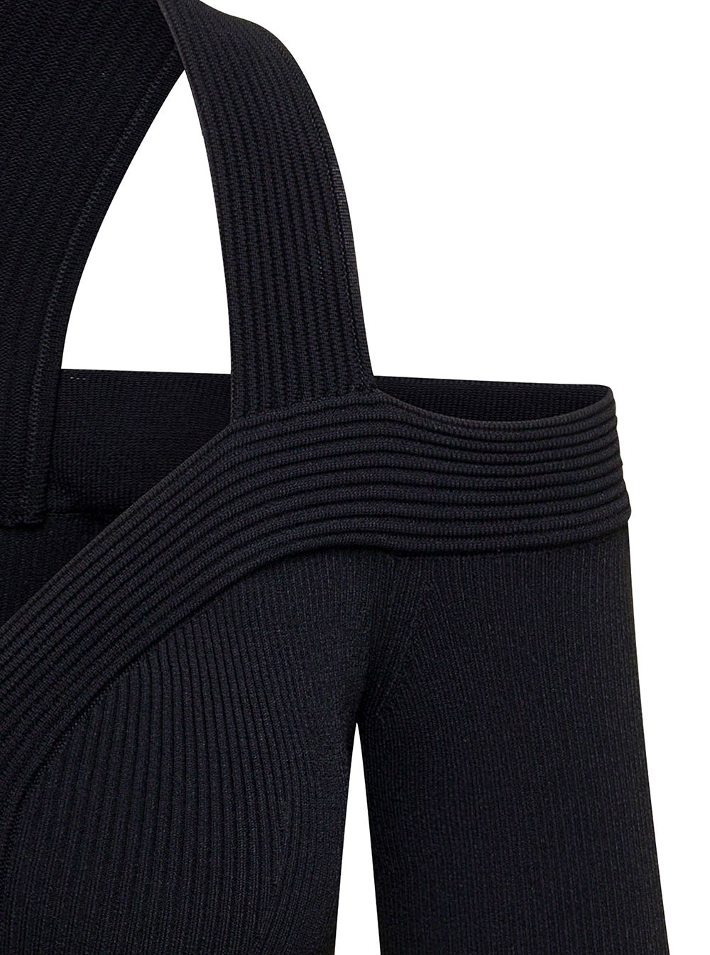 Alexander Mcqueen Women Black Cropped Top With Cut-Out Details Black In Jersey Stretch Woman ALEXANDER MCQUEEN