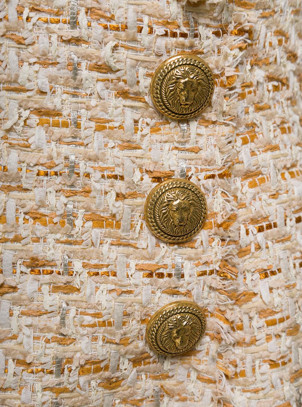 Balmain Women Beige Tweed Skirt With Front Golden Buttons In Cotton Blend Woman BALMAIN