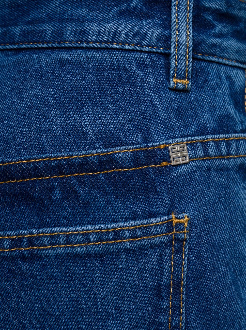 Givenchy Men Blue Jeans With Zip And Rips Details In Cotton Denim Man GIVENCHY