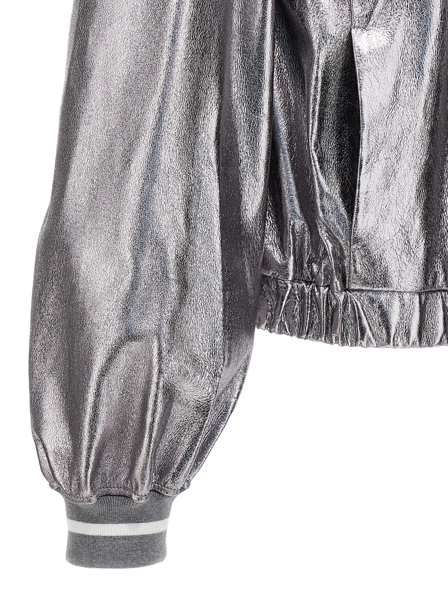 Brunello Cucinelli Women Laminated Leather Bomber Jacket BRUNELLO CUCINELLI