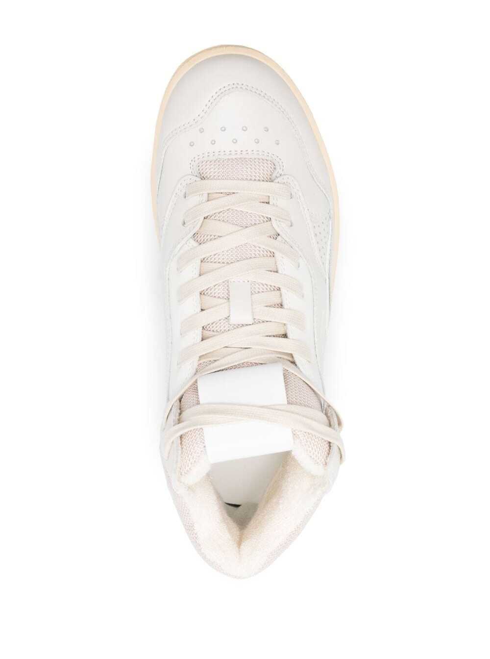 Jil Sander Women Beige High-Top Sneakers With Leather Inserts And Embossed Logo In Canvas Woman JIL SANDER