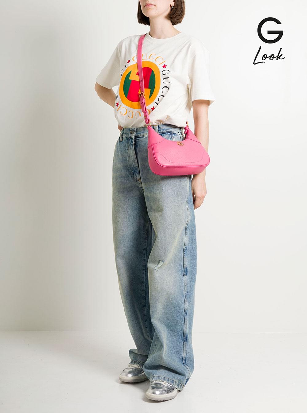 Gucci Women Small Pink Aphrodite Shoulder Bag In Leather Woman GUCCI