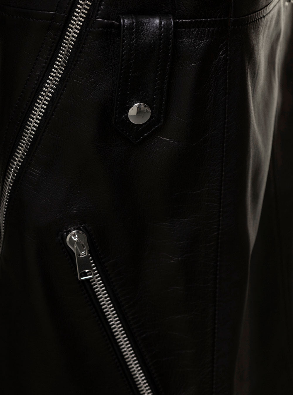 Alexander Mcqueen Women Long Black Skirt With Zip Embellishment In Smooth Leather Woman ALEXANDER MCQUEEN