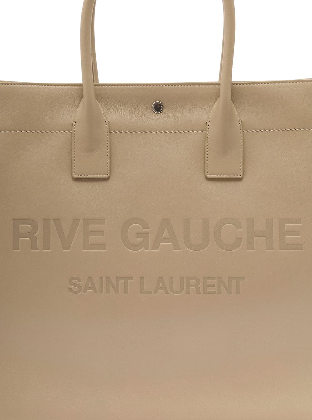 Saint Laurent Men Rive Gauche Large Tote Bag In Beige Leather Man SAINT LAURENT