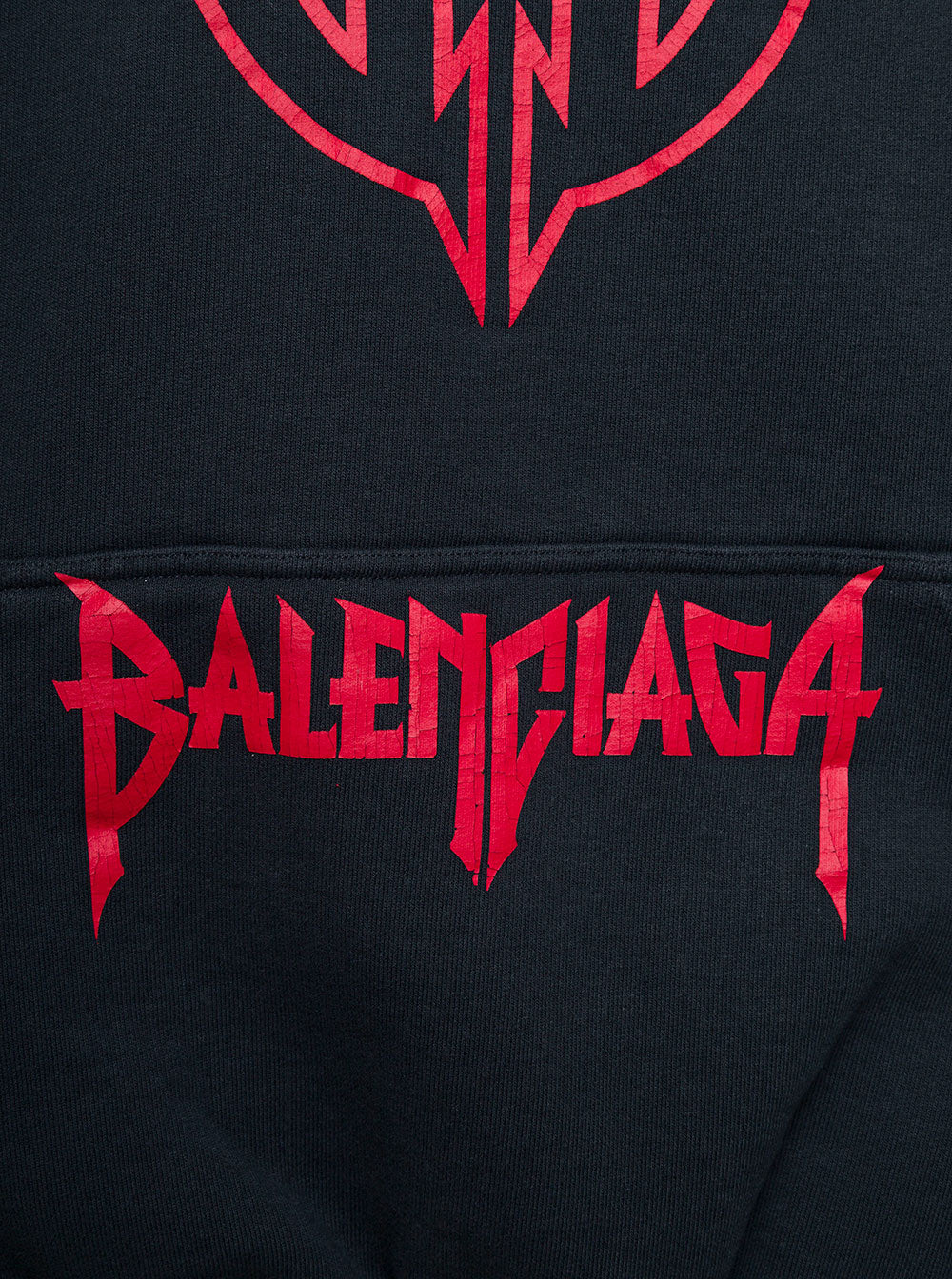 Balenciaga Men Black Hoodie With Maxi Logo Print On Front And Rear In Cotton Stretch Man BALENCIAGA