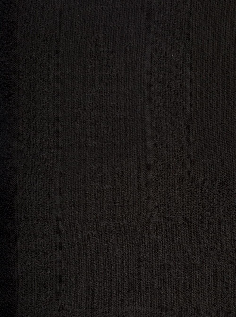 Saint Laurent Men Black Scarf With Jacquard Logo And Fringed Hem In Wool And Silk Man SAINT LAURENT