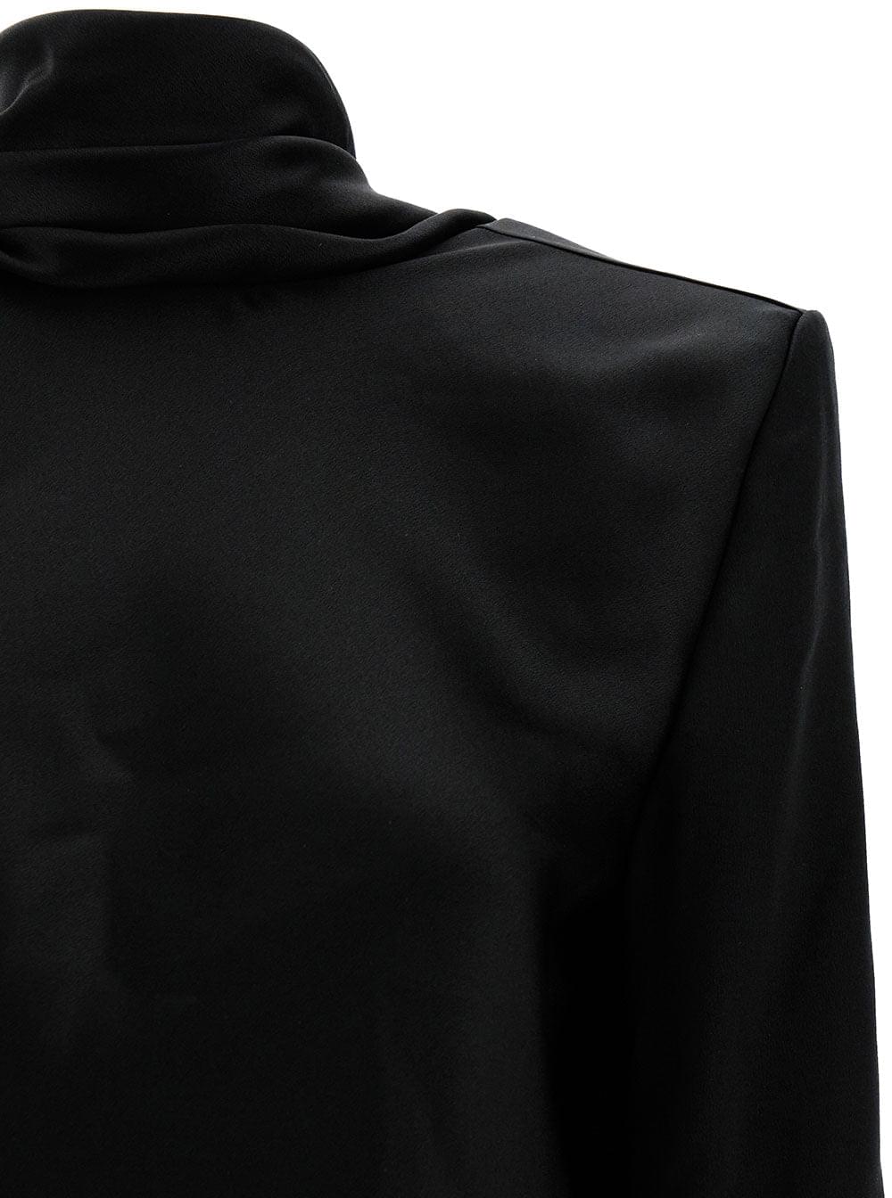 Saint Laurent Women Black Blouse With Cowl-Back In Silk Satin Woman SAINT LAURENT
