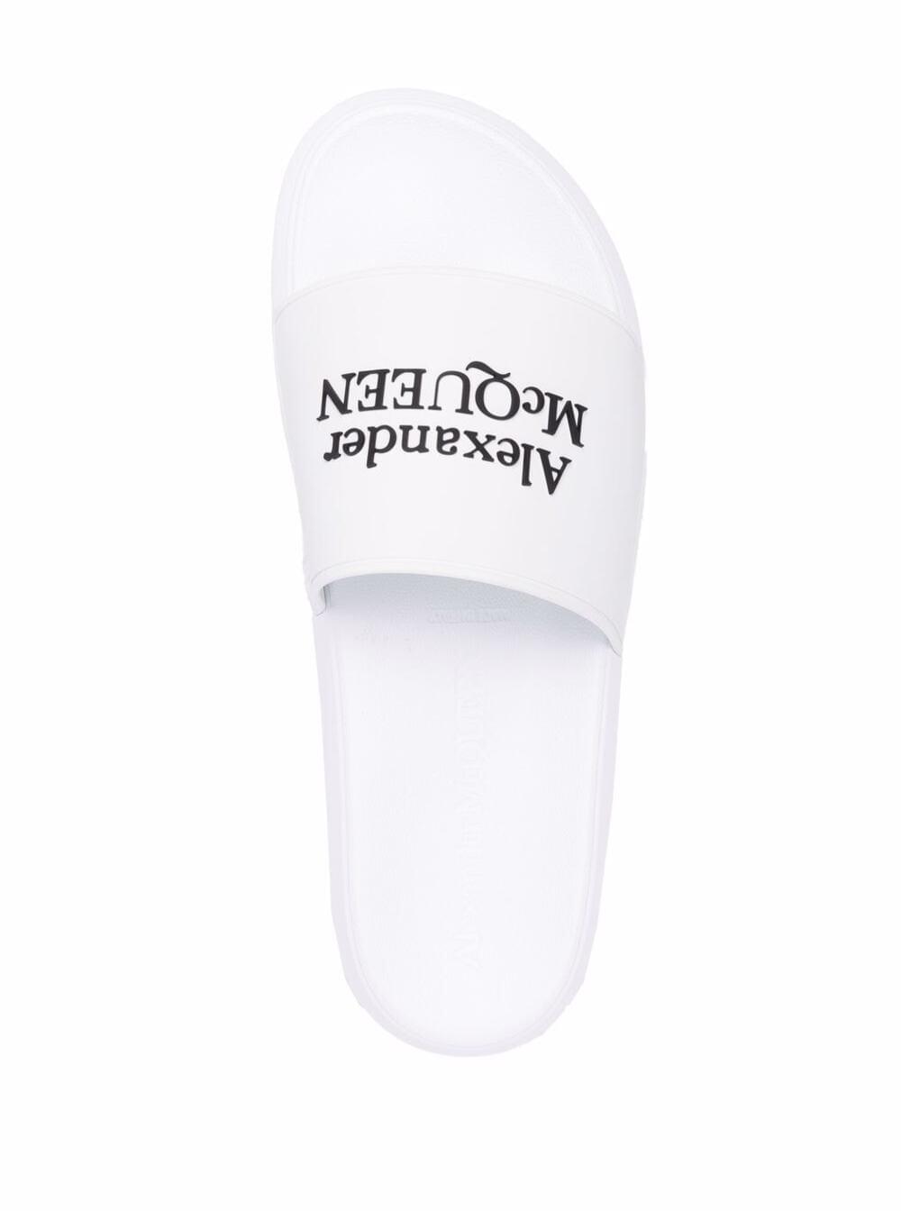 Alexander Mcqueen Men White Logo Pool Slides In Rubber ALEXANDER MCQUEEN