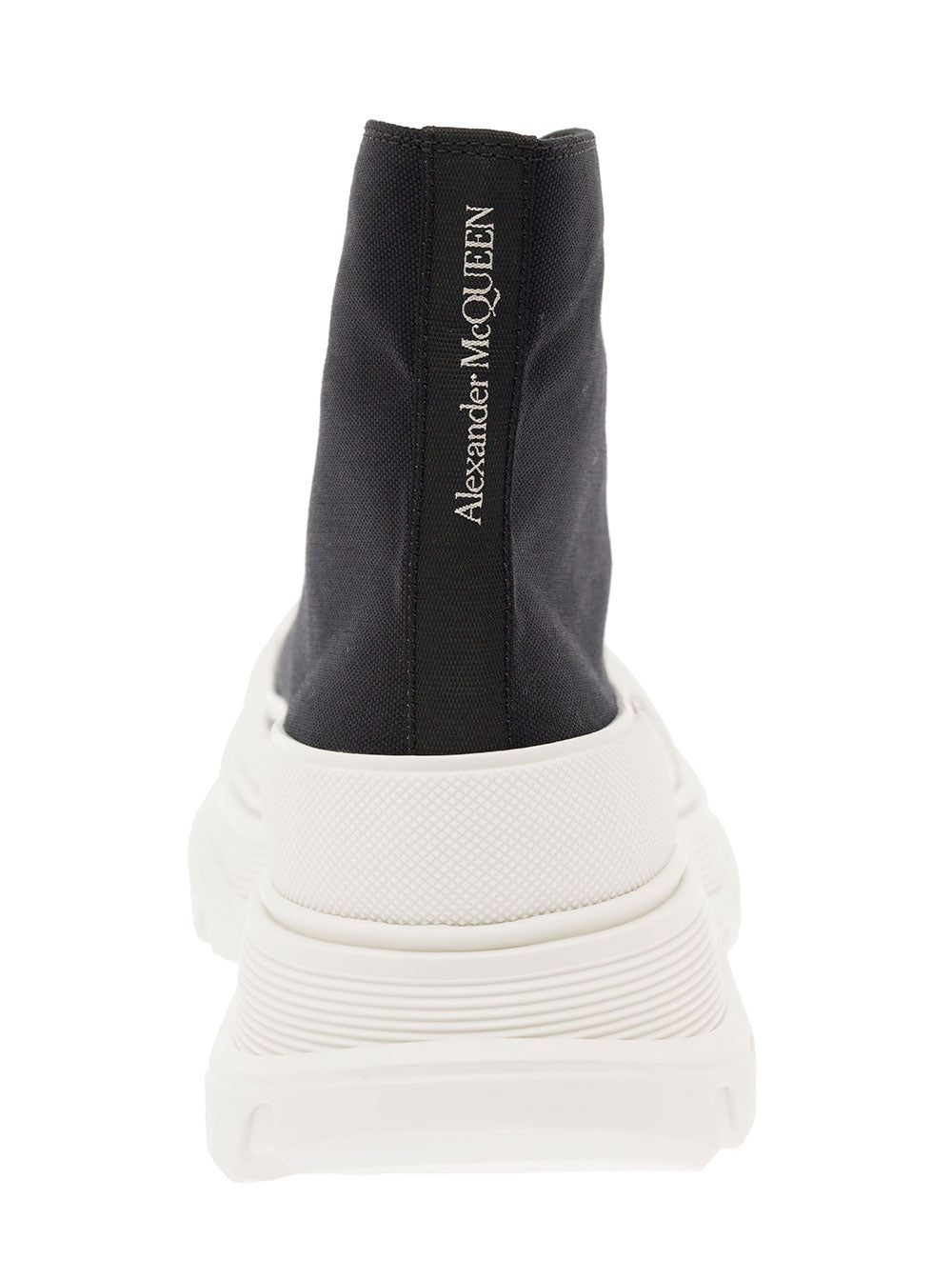 Alexander Mcqueen Women 'Tread Slick' Black High Top Sneakers With Oversized Platform In Cotton Woman ALEXANDER MCQUEEN
