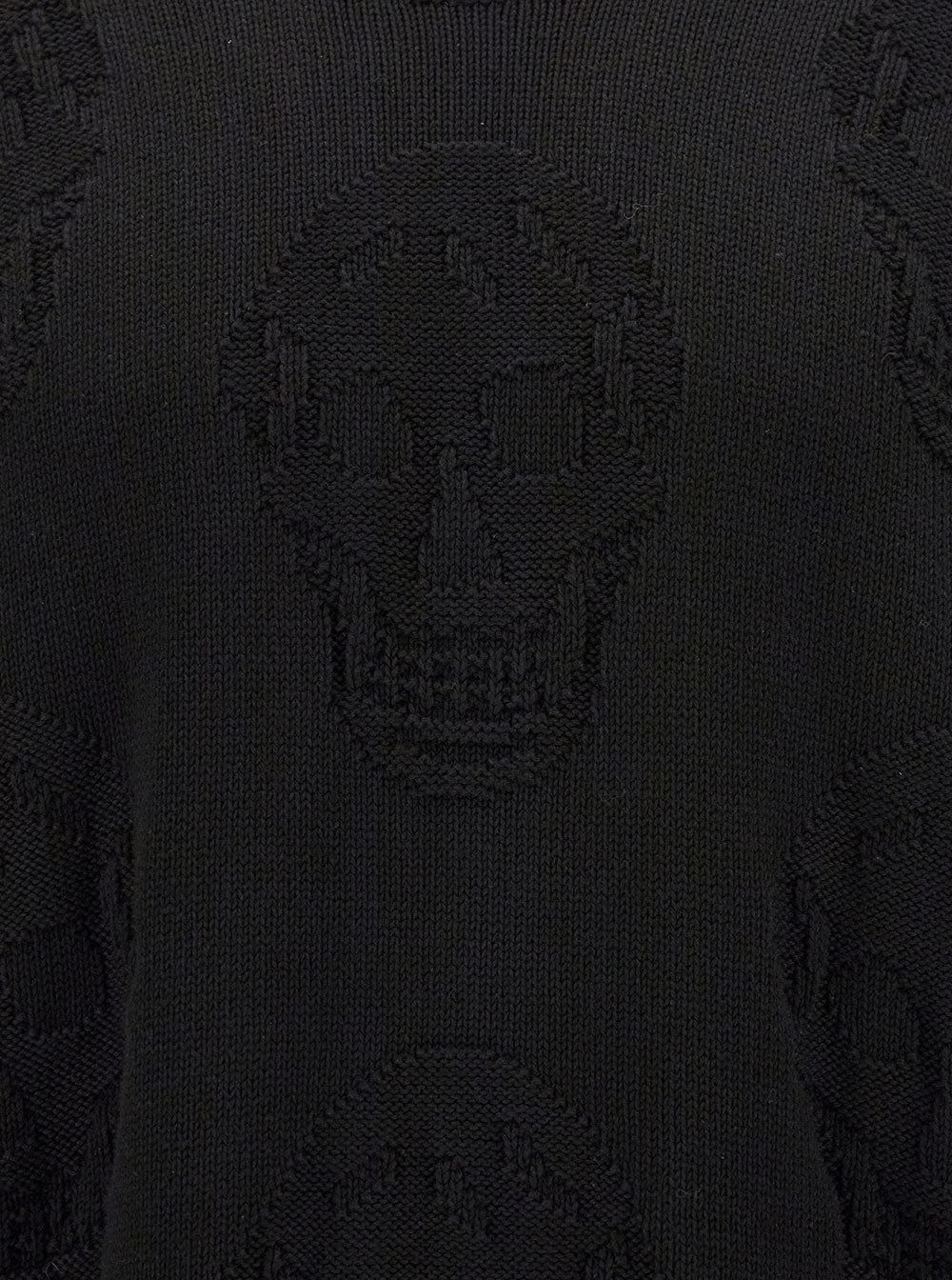Alexander Mcqueen Men Black Sweater With Tonal Skull Embellishment In Cotton Man ALEXANDER MCQUEEN