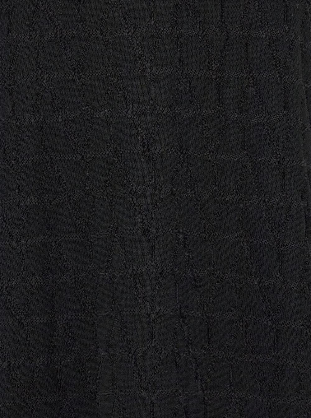 Valentino Men Black Crewneck Sweater With Tonal Vlogo Print In Wool Blend Man VALENTINO