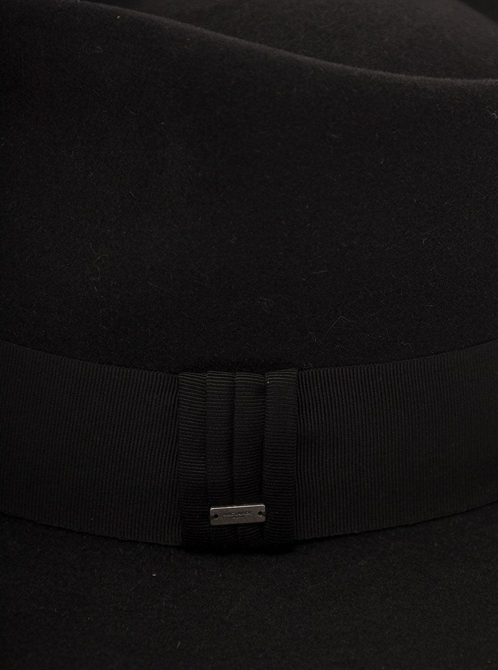 Saint Laurent Women Black Fedora Hat With Engraved Logo In Felt Woman SAINT LAURENT