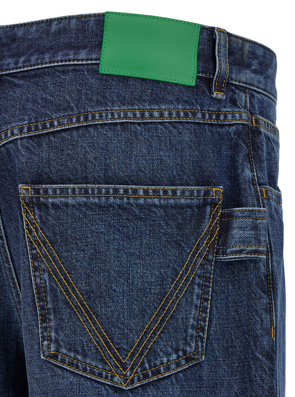 Bottega Veneta Men Blue Straight Jeans With Logo Patch In Denim Man BOTTEGA VENETA