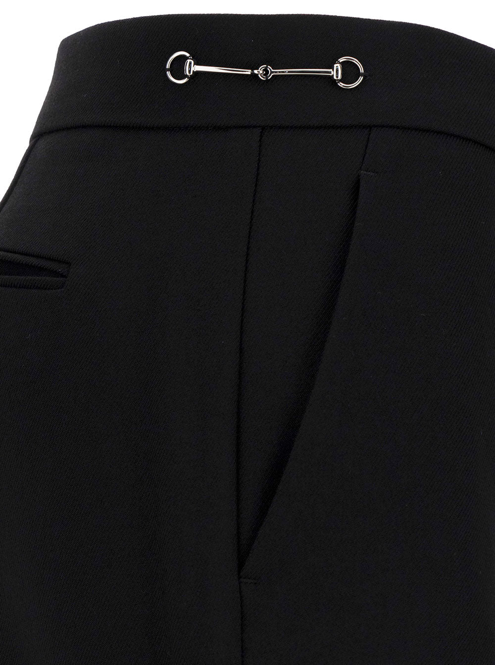 Gucci Women Black Slim Pants With Web Detail In Wool Woman GUCCI